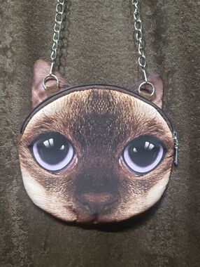 Cat Face Crossbody Bag - Brown Cat Print Cute Children's Shape